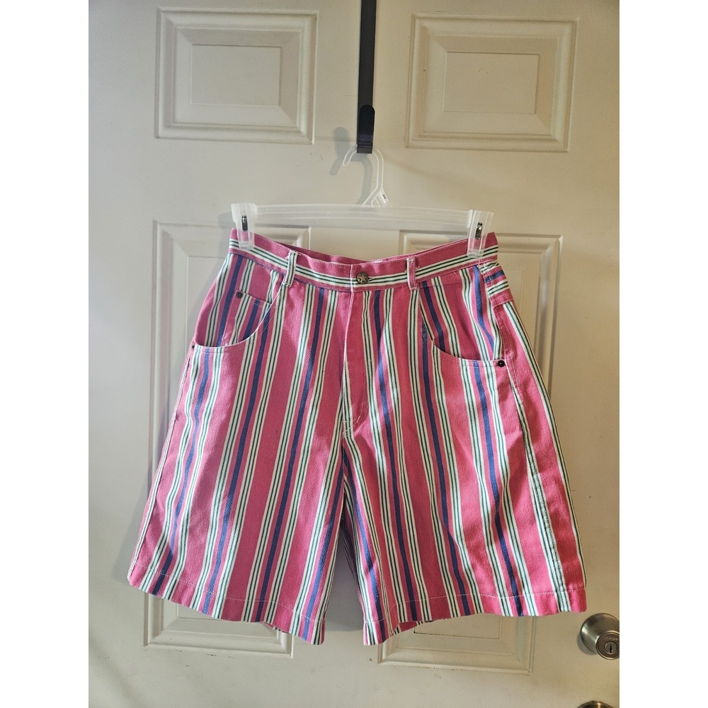 Vintage Pennylane Striped High Rise Shorts Womens Size 14 Pink Retro 90s...